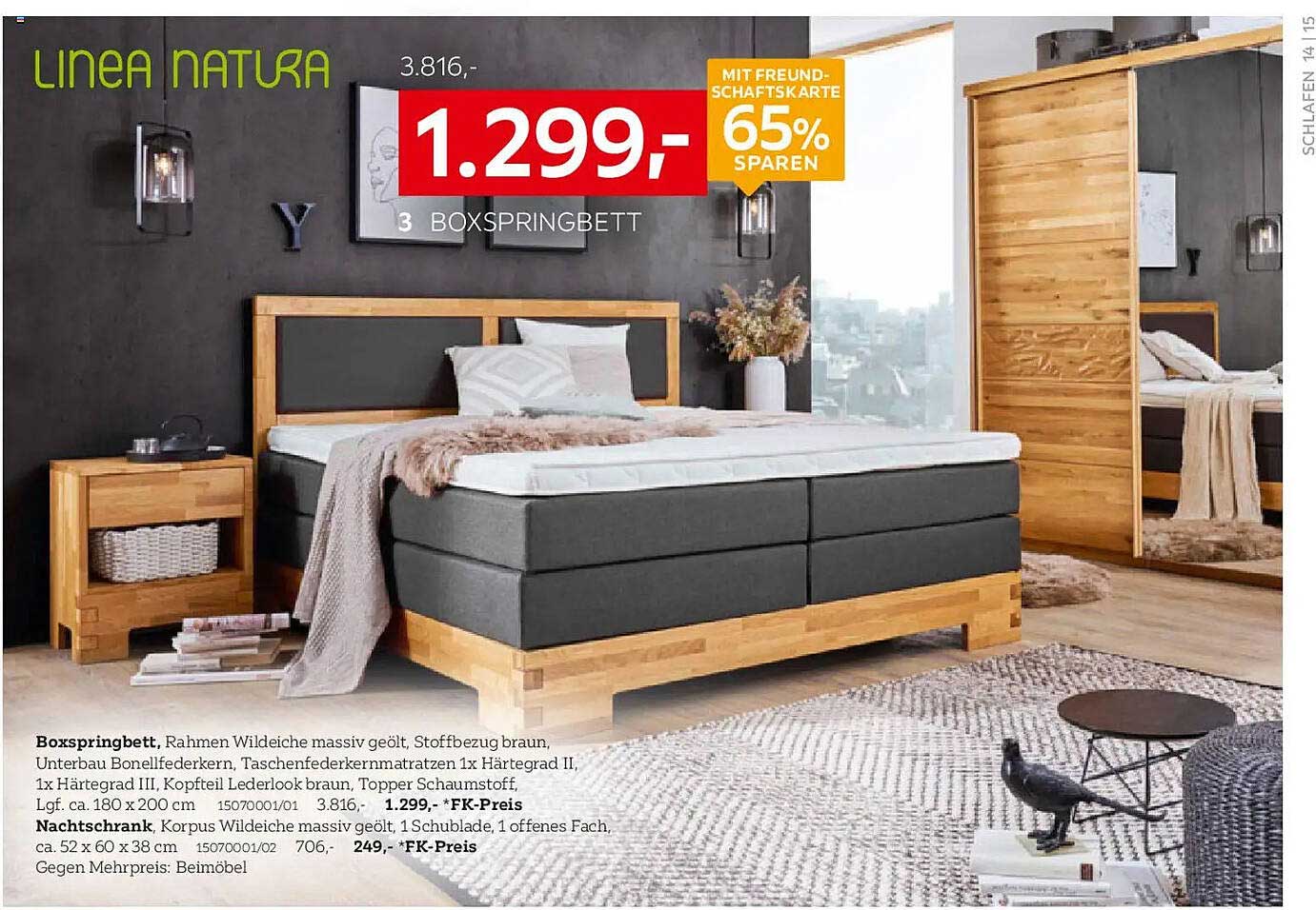 LINEA NATURA Boxspringbett 180x200 cm