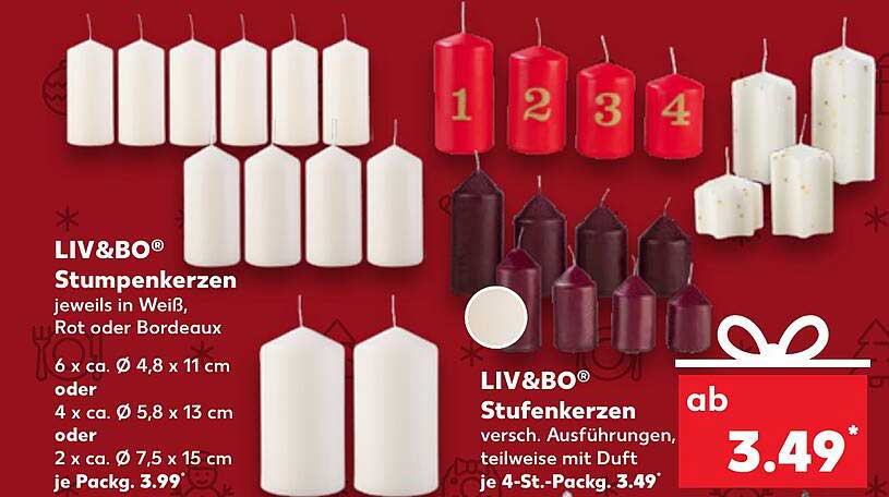 LIV&BO® Stumpenkerzen und Stufenkerzen in verschiedenen Farben