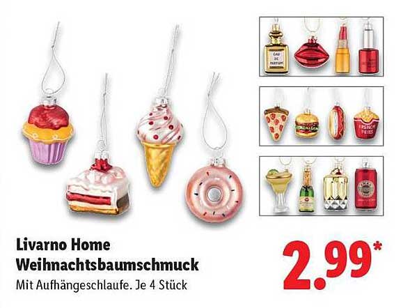 Livorno Home Weihnachtsbaumschmuck - 4 Stück für 2,99