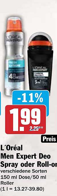 L’Oréal Men Expert Deo Spray oder Roll-on