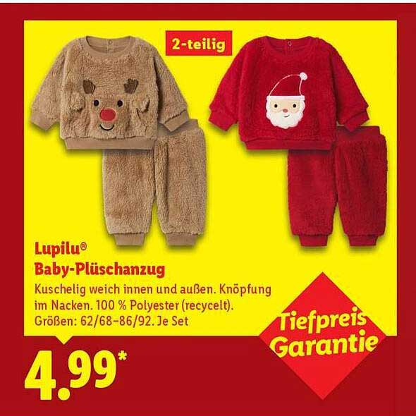 Lupilu® Baby-Plüschanzug 2-teilig