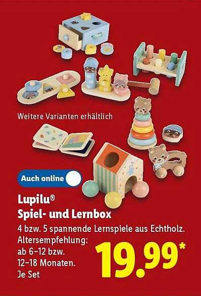 Lupilu® Spiel- und Lernbox - 4 bzw. 5 spannende Lernspiele aus Echtholz