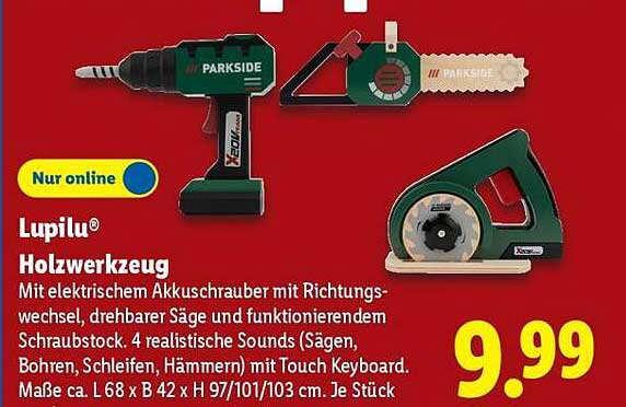 Lupilu® Werkzeugset mit elektrischem Akkuschrauber und Säge