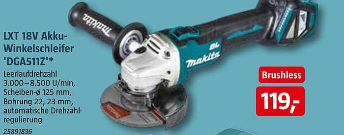 LXT 18V Akku-Winkelschleifer 'DGA511Z'