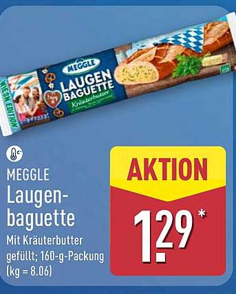 MEGGLE Laugenbaguette mit Kräuterbutter 160-g-Packung
