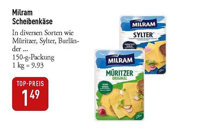 Milram Scheibenkäse – In verschiedenen Sorten wie Müritzer, Sylt und Burländer
