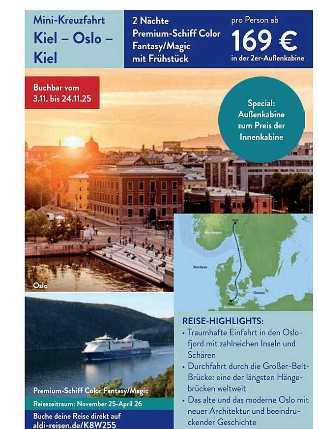 Mini-Kreuzfahrt Kiel – Oslo – Kiel