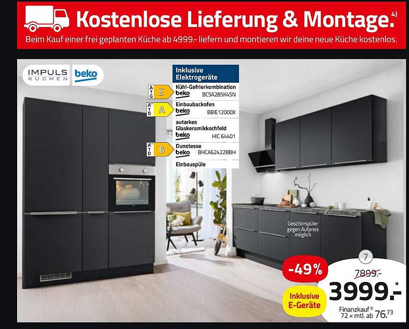 Moderne Küche mit Elektrogeräten von beko – jetzt zum Sparpreis!