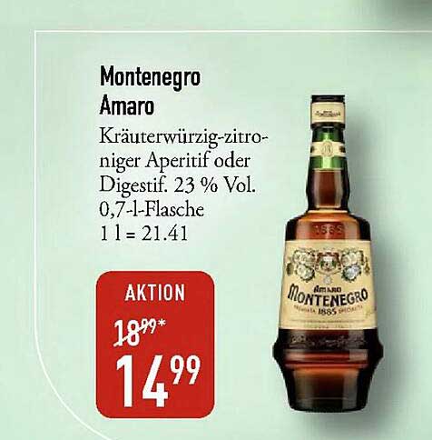 Montenegro Amaro - Kräuterwürzig-zitroniger Aperitif oder Digestif
