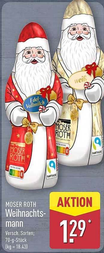 Moser Roth Weihnachtsmann - Verschiedene Sorten, 70-g-Stück