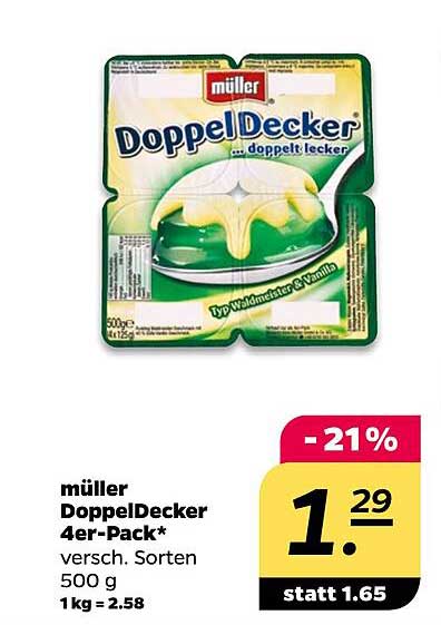 müller DoppelDecker 4er-Pack - versch. Sorten 500 g
