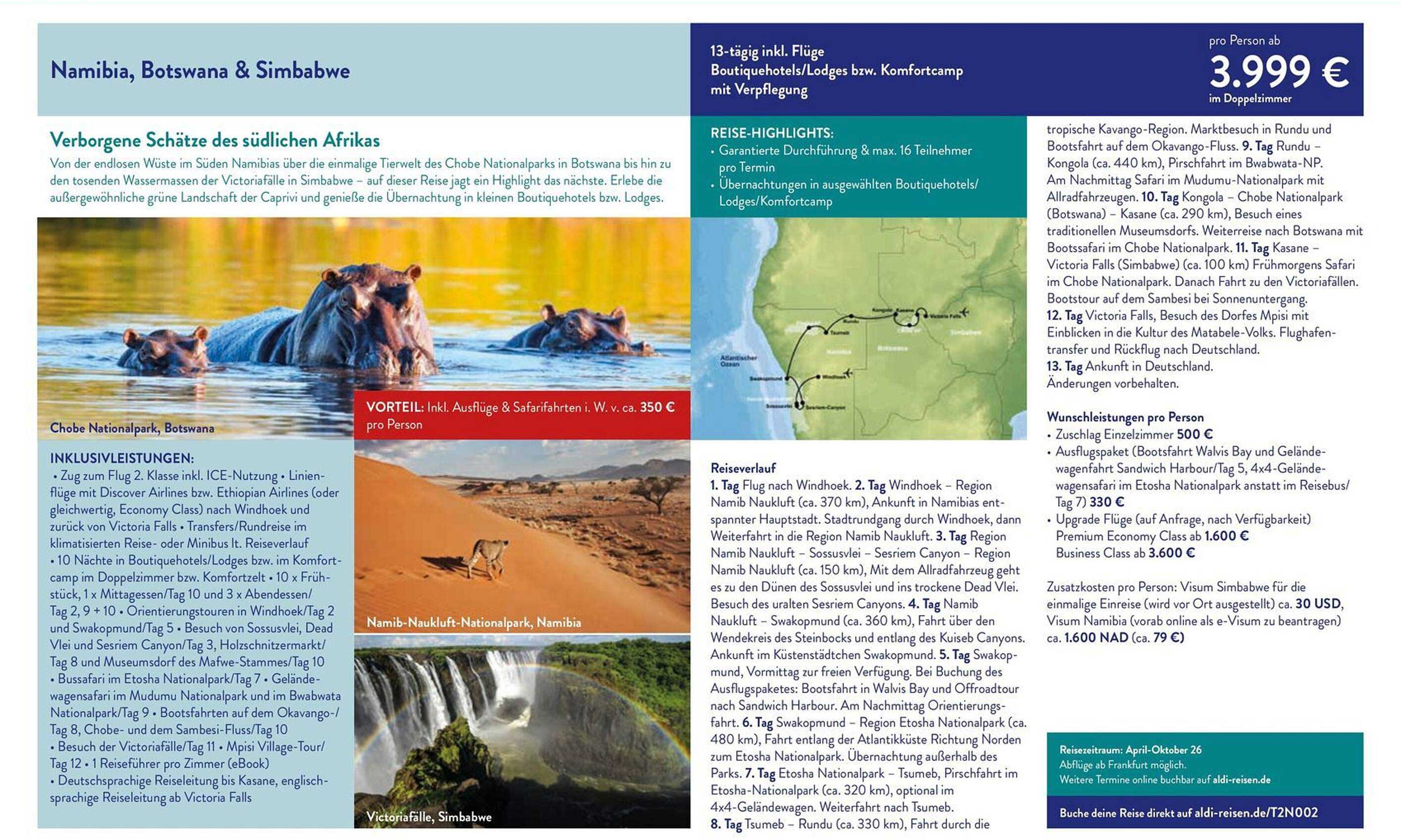 Namibia, Botswana & Simbabwe - 13-tägige Reise inkl. Flüge und Übernachtungen