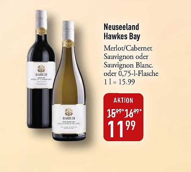 Neuseeland Hawkes Bay Merlot/Cabernet Sauvignon oder Sauvignon Blanc 0,75 l