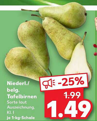 Niederländische/Belgische Tafelbirnen - 1 kg-Schale