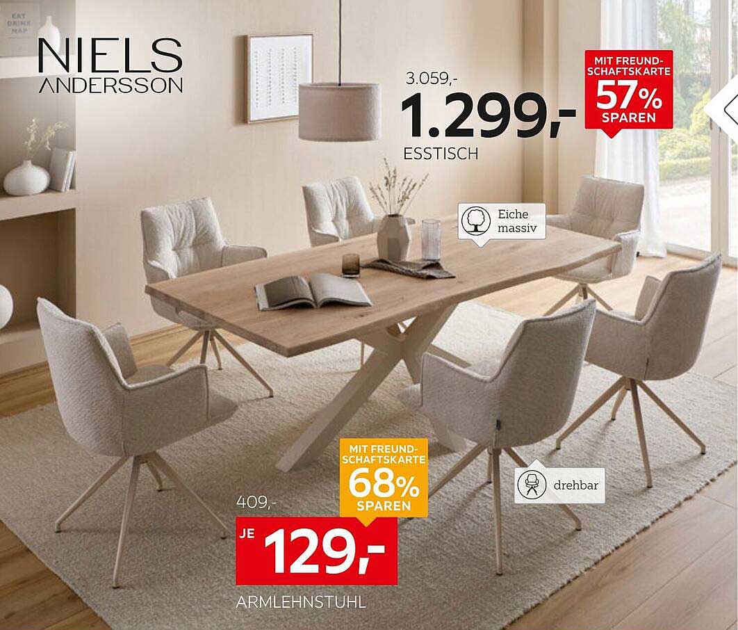 NIELS ANDERSSON Esstisch und Armlehnstuhl