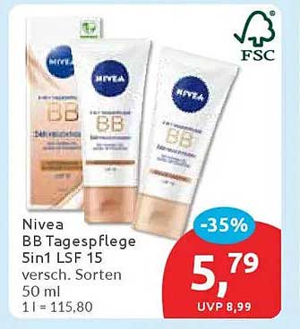 Nivea BB Tagespflege 5in1 LSF 15 verschiedene Sorten 50 ml