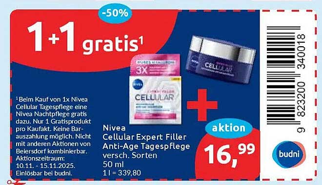 Nivea Cellular Expert Filler Anti-Age Tagespflege 50 ml - 1+1 gratis!