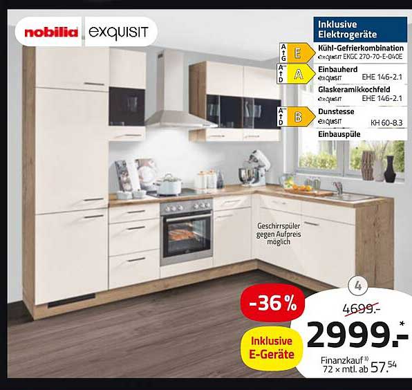 Nobilia Exquisit Küche mit Elektrogeräten - 36% reduziert!