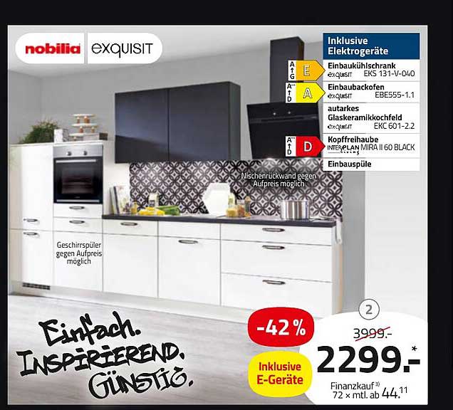 Nobilia Exquisit Küchenzeile mit Elektrogeräten