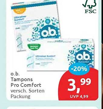 o.b. Tampons Pro Comfort versch. Sorten Packung