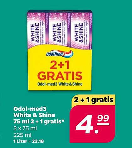 Odol-med3 White & Shine 75 ml 2 + 1 gratis