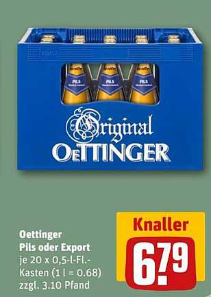 Oettinger Pils oder Export - 20 x 0,5-L-Flaschen