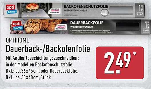 OPTIHOME Dauerback-/Backofenfolie
