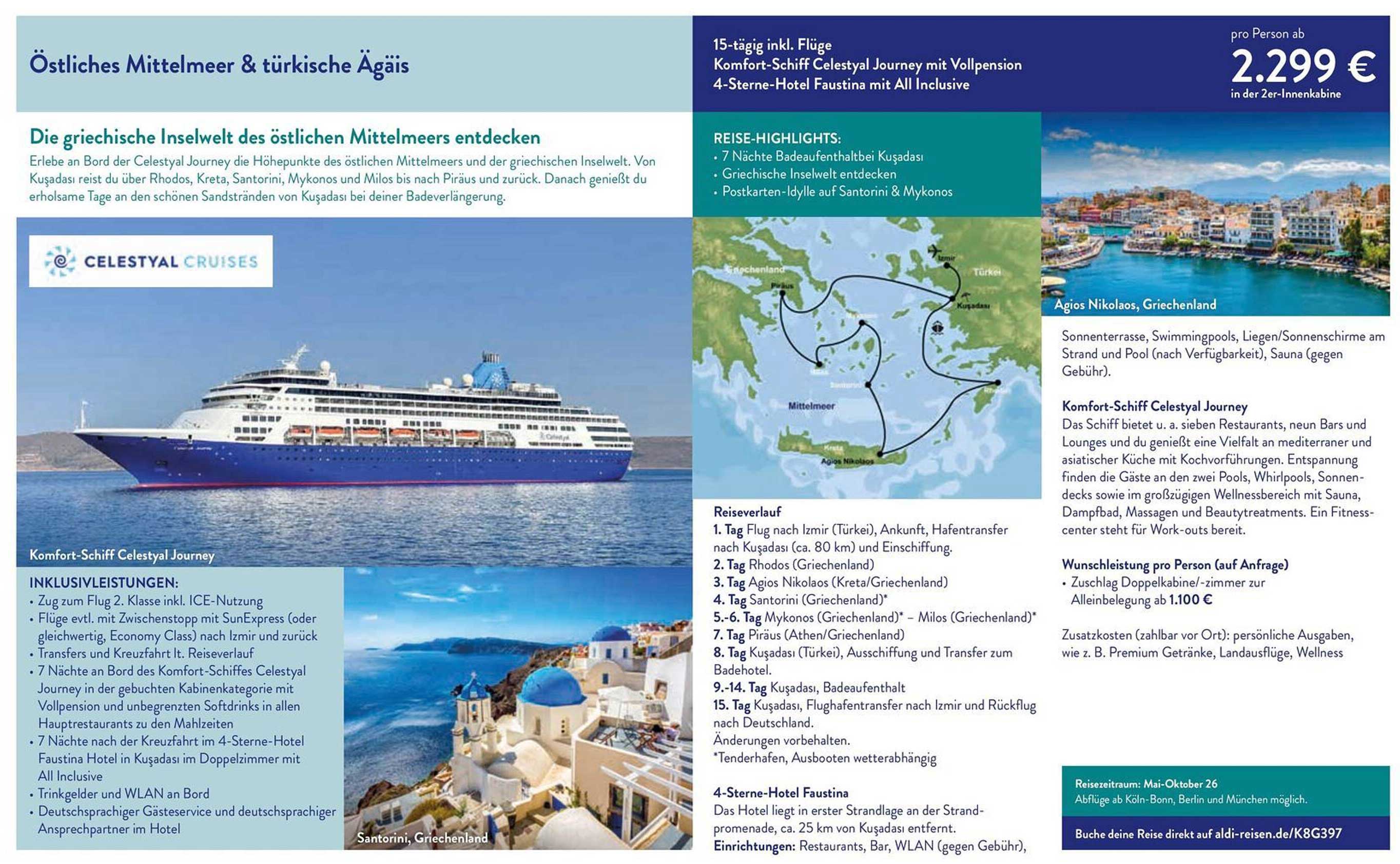 Östliches Mittelmeer & türkische Ägäis - Komfort-Schiff Celestyal Journey