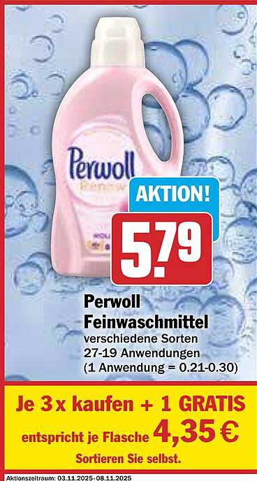 Perwoll Feinwaschmittel verschiedene Sorten 27-19 Anwendungen