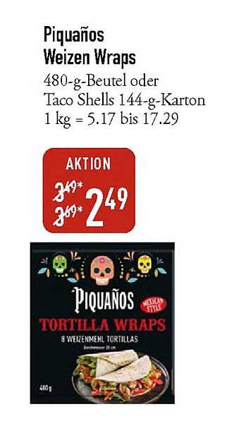 Piquaños Weizen Wraps - 480-g-Beutel oder Taco Shells 144-g-Karton