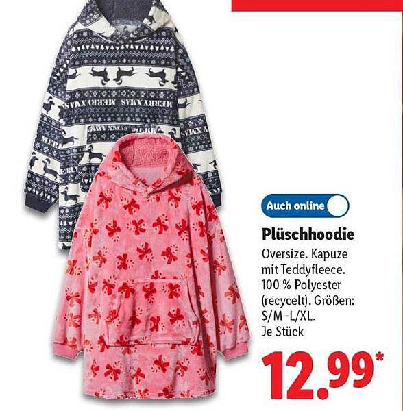 Plüschhoodie Oversize mit Kapuze und Teddyfleece