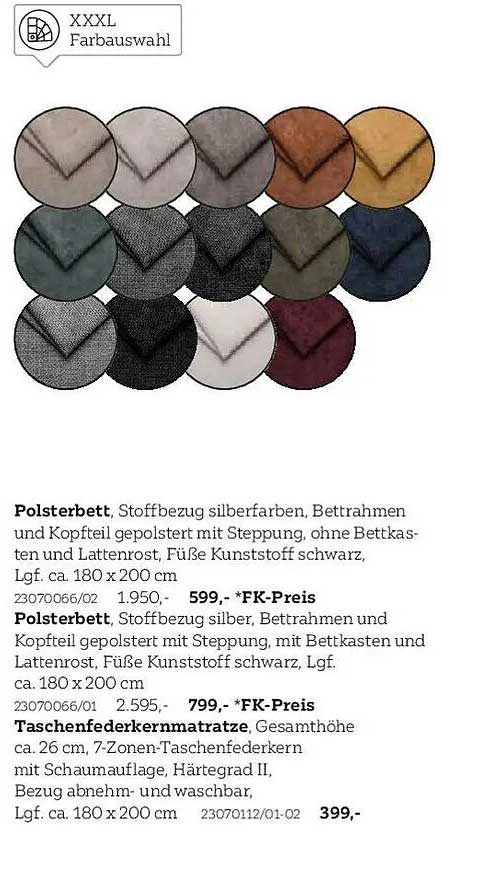 Polsterbett und Taschenfederkernmatratze