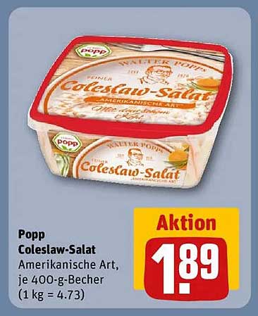 Popp Coleslaw-Salat Amerikanische Art, je 400-g-Becher