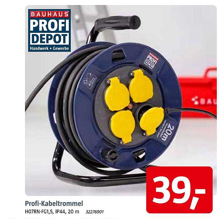 Profi-Kabeltrommel H07RN-FG1,5, IP44, 20 m