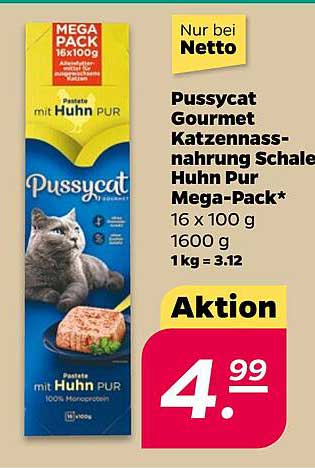 Pussicat Gourmet Katzennahrung Schale Huhn Pur Mega-Pack