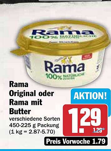 Rama Original oder Rama mit Butter 450-225 g