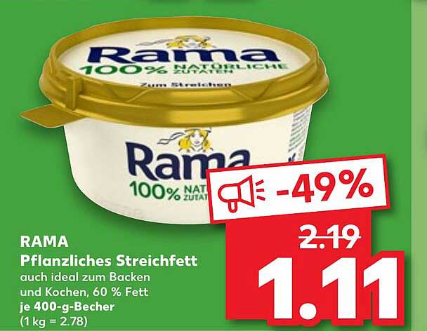 Rama Pflanzliches Streichfett 400-g-Becher