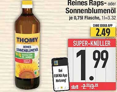Reines Raps- oder Sonnenblumenöl je 0,75l Flasche