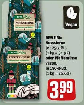 REWE Bio Nussterne oder Pfeffernüsse - Vegan