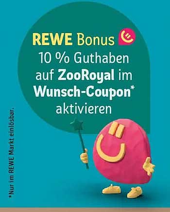 REWE Bonus: 10 % Guthaben auf ZooRoyal im Wunsch-Coupon aktivieren