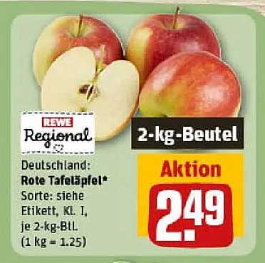 REWE Regional: 2-kg-Beutel Rote Tafeläpfel
