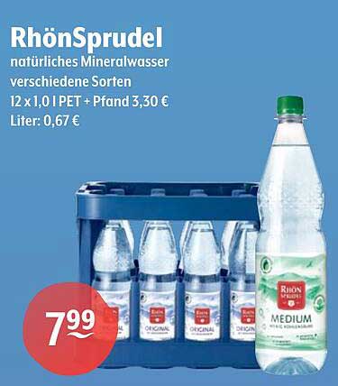 RhönSprudel natürliches Mineralwasser 12 x 1,0 l PET