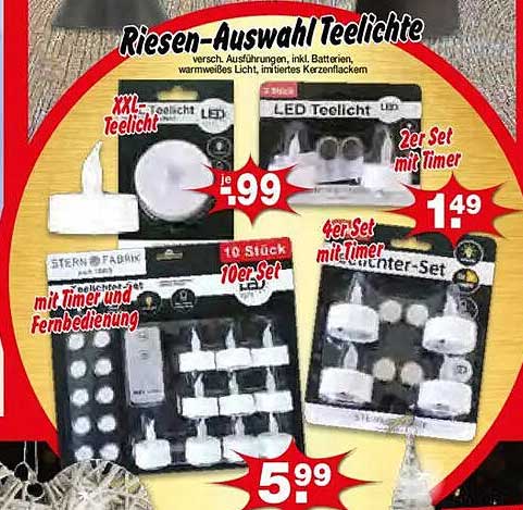 Riesen-Auswahl Teelichte