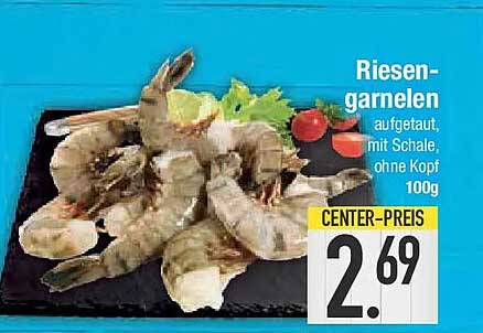 Riesengarnelen aufgetaut, mit Schale, ohne Kopf 100g