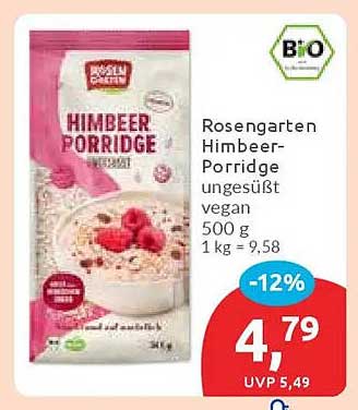 Rosengarten Himbeer-Porridge ungesüßt 500 g