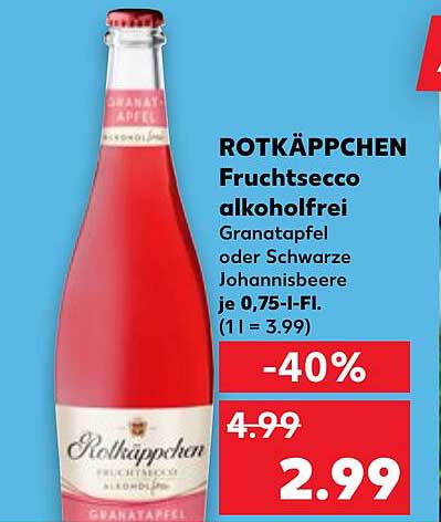 ROTКÄPPCHEN Fruchtsecco alkoholfrei Grenatapel oder Schwarze Johannisbeere je 0,75-L-Fl.