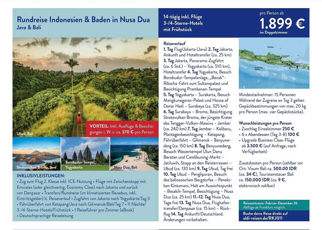 Rundreise Indonesien & Baden in Nusa Dua Java & Bali
