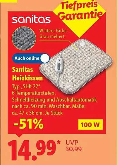 Sanitas Heizkissen Typ SHK 22 - 100 W - 6 Temperaturstufen