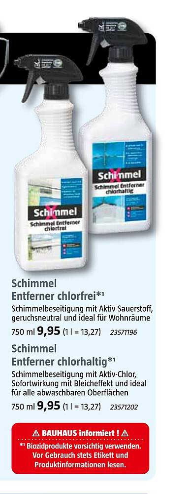 Schimmel Entferner chlorfrei und chlorhaltig 750 ml