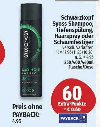 Schwarzkopf Syoss Shampoo, Tiefenspülung, Haarspray oder Schaumfestiger